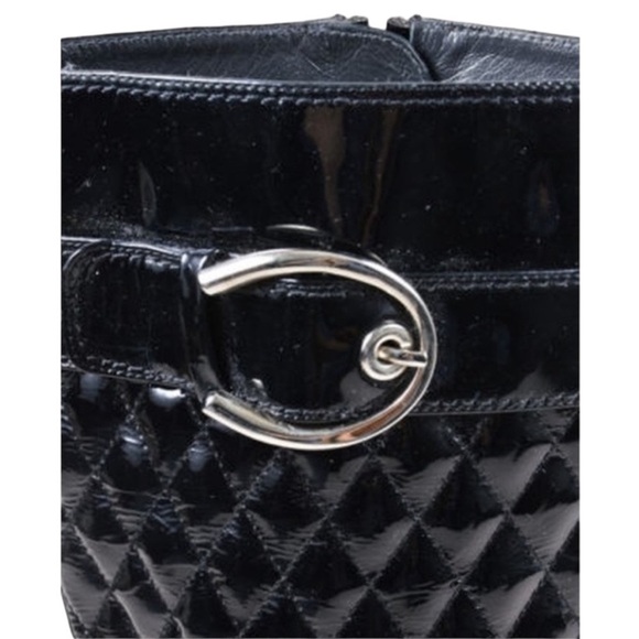 STUART WEITZMAN Black Patent Knee High  Quilted Riding Boots Size 8 - Picture 5 of 10